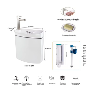 <span class=keywords><strong>Cisterna</strong></span> de Inodoro 2 en 1 con Lavabo y Grifo, Tanque de Inodoro Montado en la Pared con Ahorro de Agua - Product Image 3