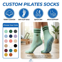 Pilates-Socken mit Eigenem Logo, Dicke Halb-Frottee Maßgefertigte Yoga-Socken mit Polsterung, Besticktem Logo und Rutschfestem Griff für Fitness