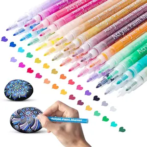 공장 직접 판매 아크릴 투명 펜 튜브 24 색 비 독성 및 비 지울 수있는 컬러 아트 페인팅 아트 마커 펜 세트