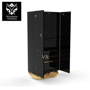 Grande cave à vin de luxe personnalisée <span class=keywords><strong>Buffet</strong></span> de rangement en bois <span class=keywords><strong>laqué</strong></span> pour la maison Cuisine Armoires à vin d'angle avec tiroirs - Product Image 6
