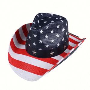 Sombrero Vaquero con Estampado de Bandera Americana, Estilo Vintage de Dallas, para Hombre, Estilo Occidental, para Viajes, Pesca, Fiestas, Desfiles, Rodeos, Patriótico, Unisex - Product Image 4