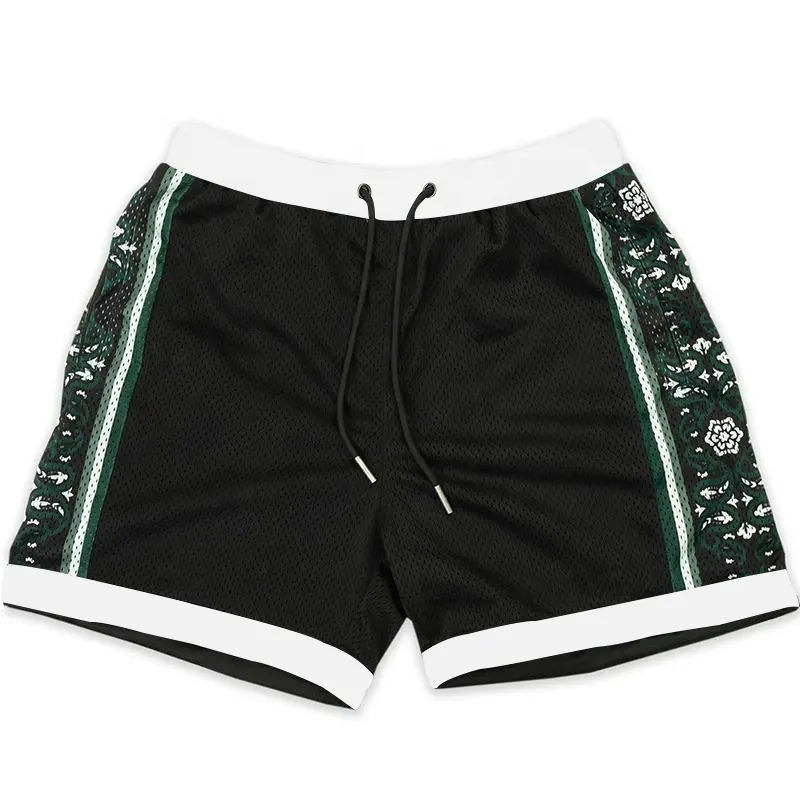 New Custom Logo Wholesale Print Mesh Shorts Sweatpants Elastic Waist Mid Length Men Basketball Sublimation Mesh Lining Shorts