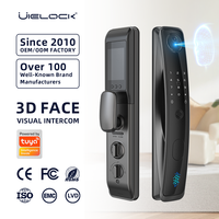 Cerradura Inteligente UIELOCK QA60 con Reconocimiento Facial 3D, Videollamadas WiFi Tuya, Huella Dactilar, Código de Tarjeta, Pantalla de 3.5 Pulgadas para Casa, Villa, Madera