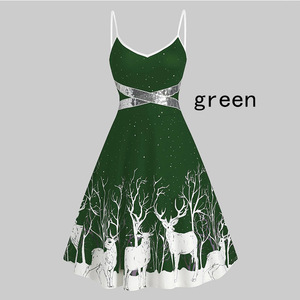 <span class=keywords><strong>Vestido</strong></span> de mujer con estampado de alces, estilo nuevo 2026, cuello corazón y sin mangas, venta al por mayor personalizada - Product Image 2