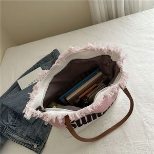 Nouveau Sac Fourre-Tout de Plage en Toile Grande Capacité avec Deux Bretelles et Fermeture Éclair, Tendance 2025 pour Femme - Product Image 6
