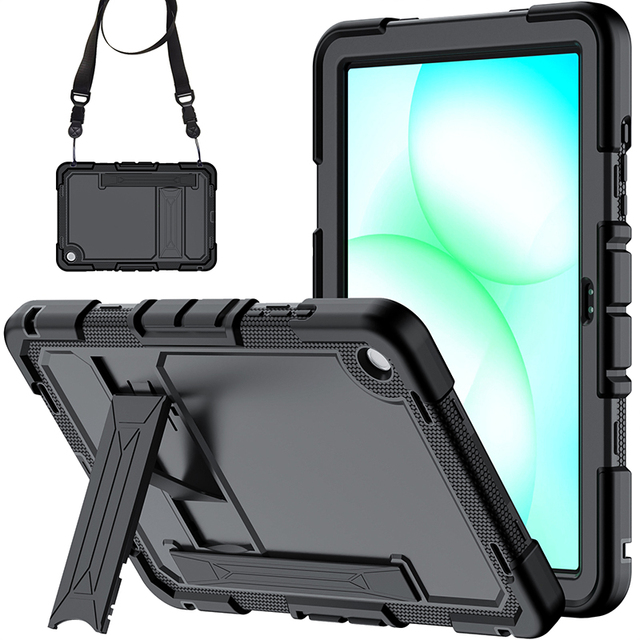 Heavy duty rugged silicone defender cover case for Samsung Galaxy Tab A11 Plus X230 X235 X236B built in shoulder strap
