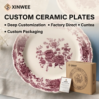 Plato de Cerámica Botánico con Estampado Floral Vintage en Varios Colores para Venta al por Menor, Marca Privada y Compradores Mayoristas