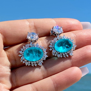 Pendientes de Zirconia Azul de Lujo para Mujer, Elegantes y Brillantes, Joyería de Moda, Accesorio para Fiesta Nupcial, Estilo Moderno - Product Image 1