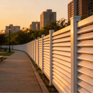 Clôture de confidentialité en aluminium, sécurité, noir, lattes plates, clôture en aluminium, persiennes transparentes, <span class=keywords><strong>vue</strong></span> sur la cour et le jardin - Product Image 1