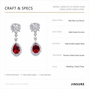Eleganti Orecchini Pendenti a Fiore con Zirconi Rossi Taglio Pera, Gioielli Classici da Sposa per Donne - Product Image 6