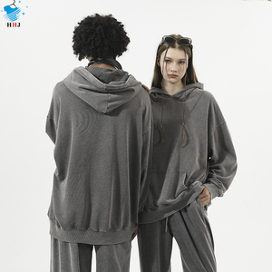 Sweat à capuche vintage délavé pour homme, LOGO personnalisé, coupe ample vieillie, pull en molleton bouclette 350 g/m², vierge, coupe oversize, grammage lourd - Product Image 3