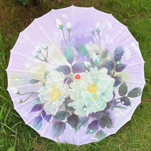 Parapluie décoratif DIY 1 pièce en tissu de soie pour femmes, motif fleurs de cerisier japonaises, danse ancienne, parapluie chinois en papier huilé - Product Image 5