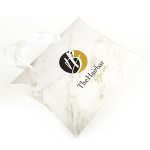 Caja de almohada de pelo de cartón suave con logotipo personalizado de lujo caja de embalaje de peluca con mango de cinta extensiones de cabello - Product Image 4
