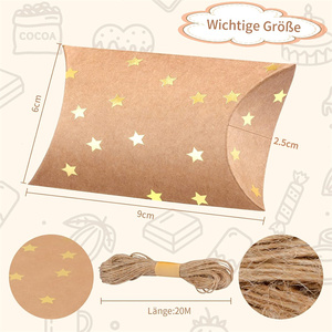 Cajas de Regalo Pequeñas Tipo Almohada, Cajas de Regalo de Papel Kraft para Año Nuevo, Cajas de Regalo Tipo Almohada Navideñas con Cuerda para Bodas, Cumpleaños y Fiestas - Product Image 5