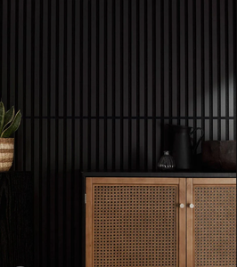 Panneaux acoustiques muraux en bois <span class=keywords><strong>de</strong></span> chêne naturel MDF noir à lattes pour <span class=keywords><strong>studio</strong></span> |   Panneaux muraux imperméables et insonorisés 240 cm x 60 cm pour la pièce | - Product Image 6