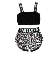 Ensembles de Vêtements d'Été pour Filles en Gros : Hauts Sans Manches et Shorts Imprimés Léopard – Tenues 2 Pièces pour Enfants