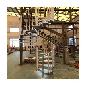 Escada de laço, para área interna e externa, antiderrapante, de metal, espiral com segurança, de cetim, aço inoxidável/aço carbono