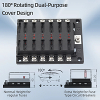 Boîtier de fusibles automobile 12 voies avec indicateur LED de fusible soufflé 180 °   Supports de couvercle rotatifs pour disjoncteurs de type fusible DC 32V