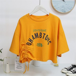 Camiseta Corta para Mujer, Diseño Único con Cordón, Estampado de Letras, Camisetas de Manga Corta - Product Image 4