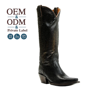 Botas Vaqueras Negras Personalizadas CHENO para Mujer, Estilo Moderno, Zapatos de Cuero de Lujo para Uso Diario - Product Image 1