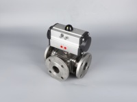 Vanne à boisseau sphérique à trois voies à bride pleine en acier inoxydable forgé ANSI CF8/CF8M avec actionneur pneumatique DN25/60 pour huile, gaz et eau OEM Kamroo