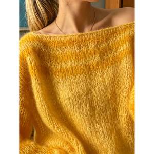 Suéter de Punto Transparente, Holgado, Color Amarillo Brillante, para Mujer, para Invierno - Product Image 4