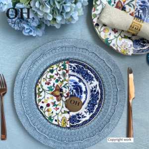 Ohere Moderne leichte Luxus Bone China Teller Weißmarmor Gold Rand Keramik Porzellan Party Teller Abendessen Set für Zuhause & Hochzeit Gericht - Product Image 6