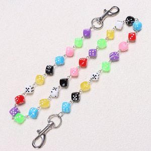 โซ่คาดเอวแบบยูนิเซ็กซ์ ลูกเต๋าอะคริลิคหลากสี โซ่คาดลำตัวชั้นเดียว สไตล์ลำลอง สำหรับกางเกง เครื่องประดับแฟชั่นฮิปฮอป - Product Image 3