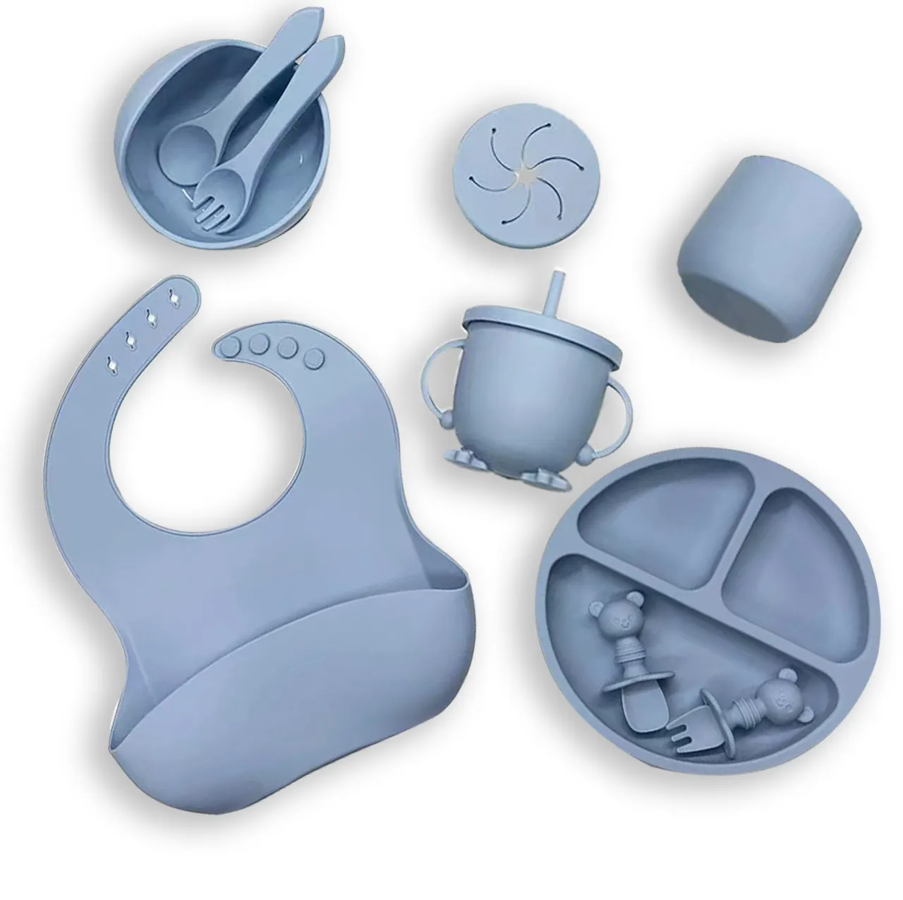 Großhandel liefert Geschirr Baby Fütterung sset BPA Free Geschirr Saug schale Schüssel platte Geteiltes Silikon Baby Fütterung sset