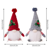 Gnome lumineux à LED avec baies de houx, figurine de table scintillante pour Noël, hiver, décoration de cheminée, cadeau