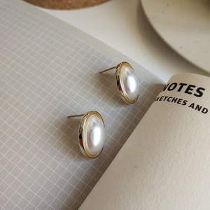 <span class=keywords><strong>Orecchini</strong></span> VIANRLA con Perla Dorata in Argento Sterling 925, Gioielli con <span class=keywords><strong>Perle</strong></span> Ovali a Perno - Product Image 2