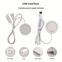 Lampe ronde USB 5V LED avec lampe en aluminium ultra-mince à intensité variable à distance pour impression 3D Armoire à vin Puck Light 60mm de diamètre