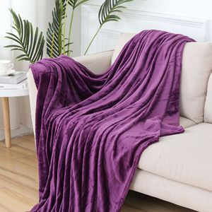 Fokusent Đồng bằng màu sợi nhỏ flannel Chăn siêu mềm có thể đảo ngược Polyester ném chăn nhà dệt 70*100cm mùa đông - Product Image 4