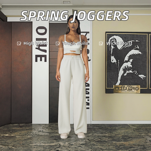 New Fashion High Waist Joggers Loose Casual Fitness <b>Pants</b> with Elastic Closure and Side Pockets Solid Color for Spring Season - Product Image 2