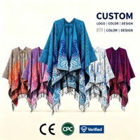 Poncho châle ethnique Paisley ombré personnalisable, à étiquette privée, réversible, avec franges, motif dégradé, service OEM/ODM en gros