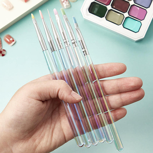 Lot de 6 stylos à ongles Aurora à pointe plissée, design japonais en acrylique pour la peinture au gel UV, manucure en salon - Product Image 1