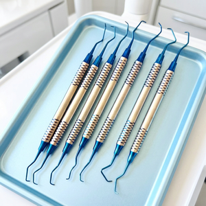 Ensemble de détartreurs dentaires manuels en acier inoxydable 7 pièces, poignée ergonomique, instruments dentaires de classe I, ELEGANT KENTT INDUSTRIES EKI-DS-07 - Product Image 3