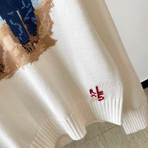 Мужской свитер в корейском стиле на осень-зиму, хлопковый, с двойным принтом медведей, круглым вырезом, длинным рукавом, в молодежном повседневном академическом стиле - Product Image 5