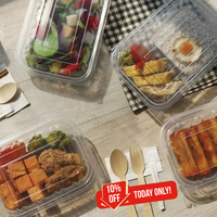 Boîte alimentaire jetable en PP, type clamshell, pour plats à emporter, emballage micro-ondable, en plastique, avec couvercle rectangulaire, recyclable, pour nouilles et salades