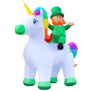 Duende Inflable Gigante de 9 Pies de Altura Montado en Unicornio con Luces LED, Impermeable, Decoración para el Día de San Patricio, Jardín, Patio, Centro Comercial, Fiesta - Product Image 1