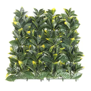 Anti-UV Plastic Artificial Hedge Boxwood Panels Green Plant Vertical Garden Artificial Leaf Wall For Indoor Outdoor Decoration