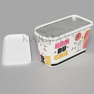 Envases de plástico reutilizables de 1.3 litros (1.2 cuartos de galón) para helados, sorbetes, gelato, con tapas IML. - Product Image 6