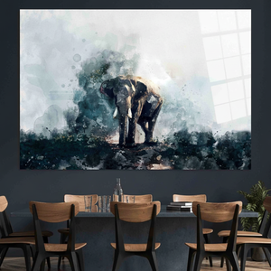 Elegante arte de pared en lienzo impreso: majestuosa decoración de elefante en acuarela, arte en vidrio templado - Product Image 3