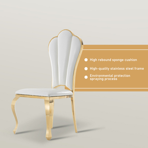Chaise à dossier haut en acier inoxydable or blanc lumière chaise de mariage nuptiale de luxe pour meubles de restaurant d'hôtel