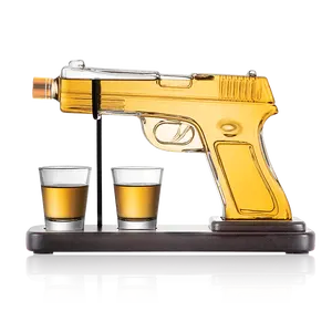 Set kaca minuman keras Pistol Whisky Whiskey Set botol Decanter Dispenser dengan 2 gelas Shot hadiah militer