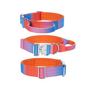 Nuevo <span class=keywords><strong>Collar</strong></span> de Perro de Nailon Resistente Táctico K9 Personalizado de Lujo al por Mayor con Degradado Rosa, Morado y Azul con Asa - Product Image 5