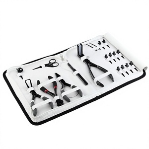 Professional 10pcs Hair Extension Tool Kit Steel Sectioning Clips C Type <b>Needles</b> Pulling Hook Scissor with Plier Case - Product Image 1