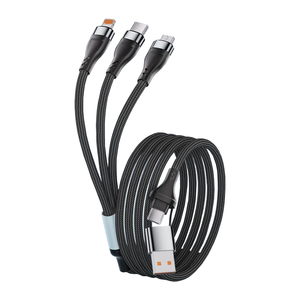 Juego de regalos promocionales, cable USB tipo C de nailon trenzado 3 en 2 con doble entrada, 2 m, con cable de carga LED - Product Image 1
