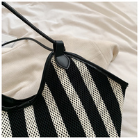 Sac à bandoulière durable en maille tissée rayée, grande capacité, pour femme, idéal pour le travail quotidien, le campus et les sorties