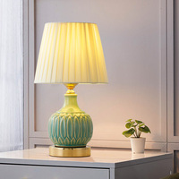 Lampe de bureau en céramique de style américain MKMJ, lumière de luxe, lampe de chevet chaude, lampe de table à intensité variable tactile pour la décoration de la chambre à coucher